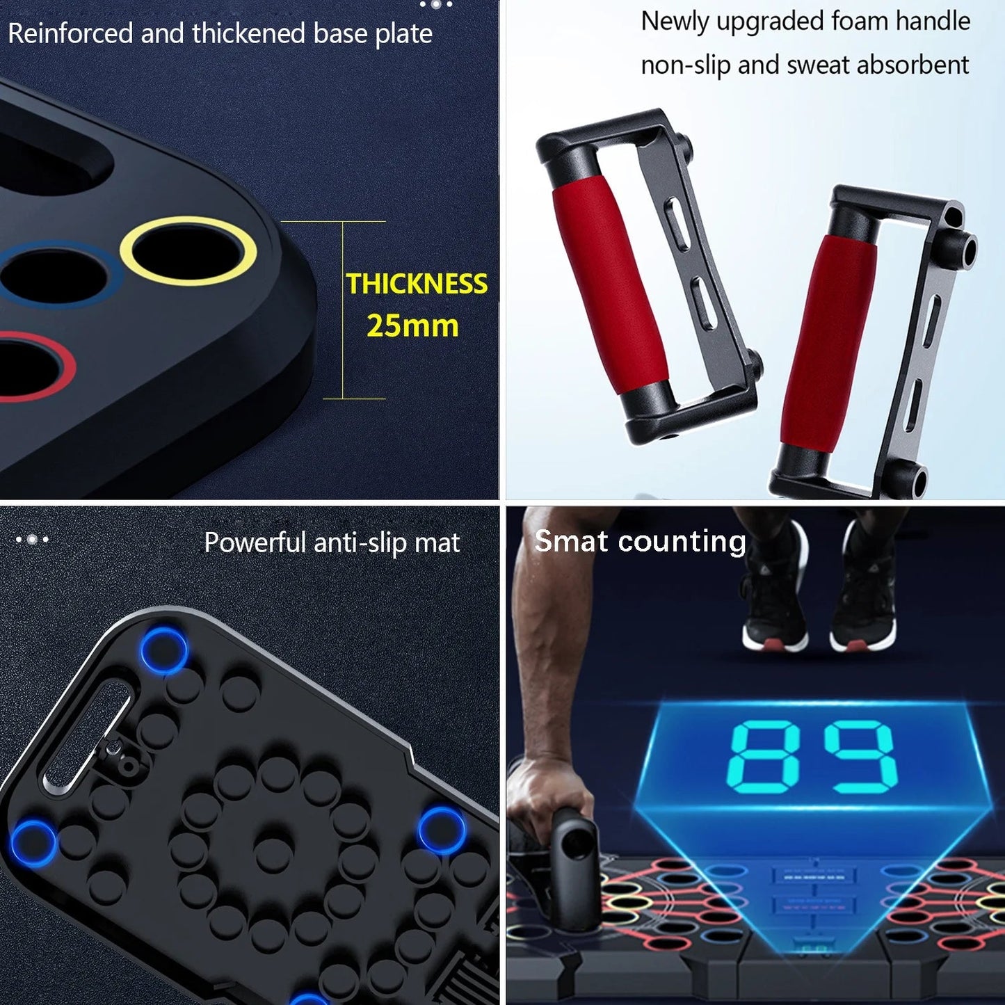 Smart Count Push Up Board - 60 in 1 Multi - Function Foldable & Portable Push Up Bar for Professional Home Workouts - Strength Training Equipment for Men - AthryxGear - Fitness Equipment