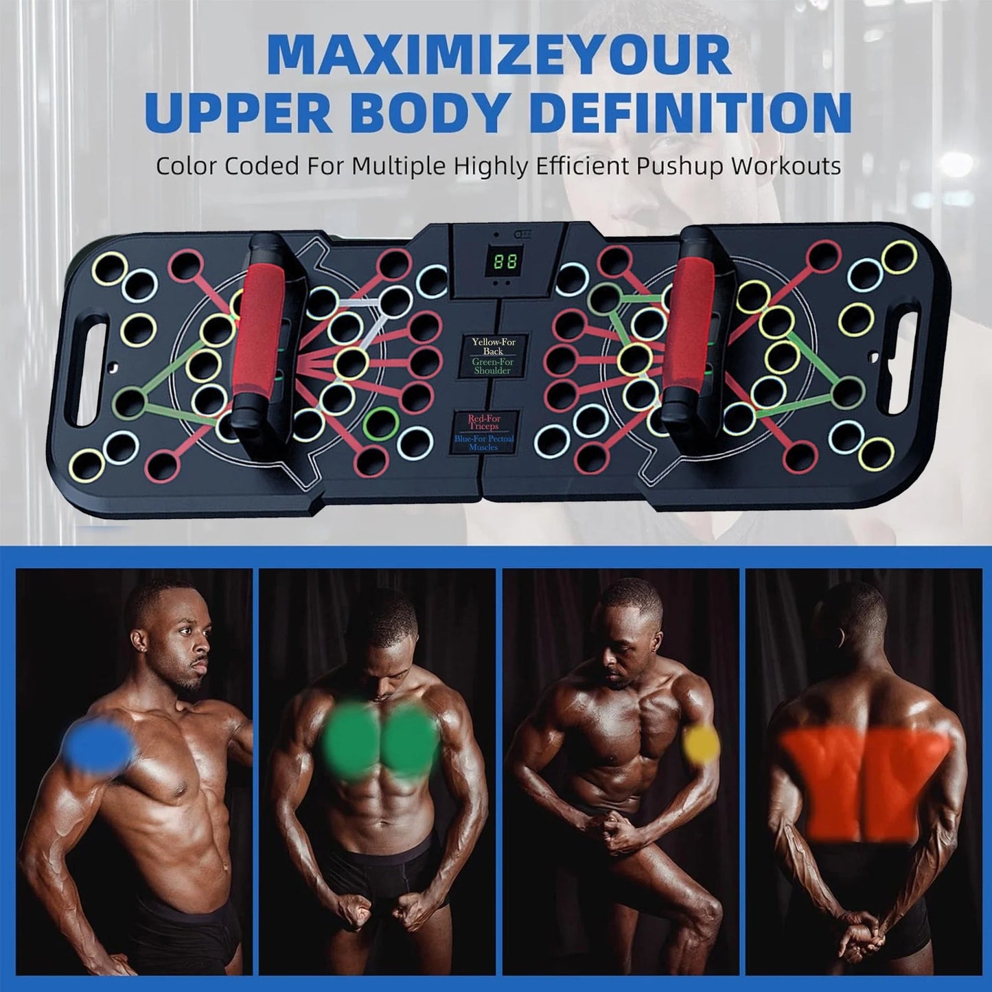 Smart Count Push Up Board - 60 in 1 Multi - Function Foldable & Portable Push Up Bar for Professional Home Workouts - Strength Training Equipment for Men - AthryxGear - Fitness Equipment