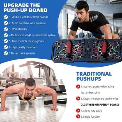 Smart Count Push Up Board - 60 in 1 Multi - Function Foldable & Portable Push Up Bar for Professional Home Workouts - Strength Training Equipment for Men - AthryxGear - Fitness Equipment