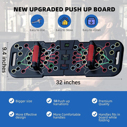 Smart Count Push Up Board - 60 in 1 Multi - Function Foldable & Portable Push Up Bar for Professional Home Workouts - Strength Training Equipment for Men - AthryxGear - Fitness Equipment